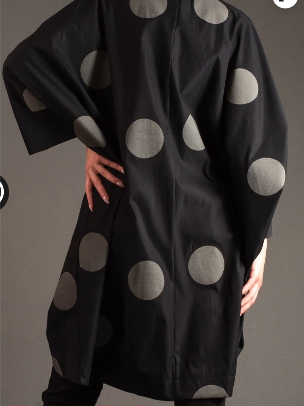 Kate Hewko Black Polka Dot Cocoon Coat - Picture 3 of 10